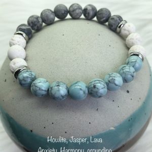 Howlite, Jasper And Lava Diffuser Bracelet