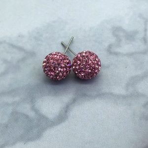 Crystal Ball 10mm Earrings Light Rose