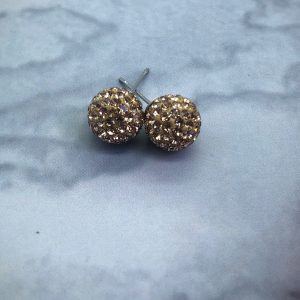 Crystal Ball 10mm Earrings Gold