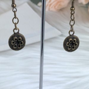 Antique Bronze Disk Drop Earrings