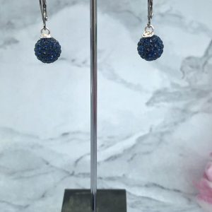 Crystal Ball Drop Earrings Montana Blue