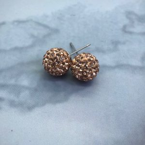 Crystal Ball 8mm Earrings Rose Gold