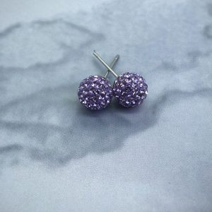 Crystal Ball 8mm Earrings Violet