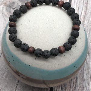 Mens Lava And Wood Bracelet