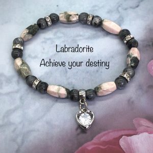 Labradorite Bracelet With Heart Charm