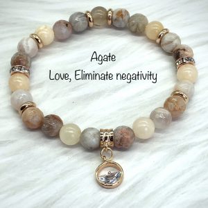 Agate Bracelet With Gold Charm