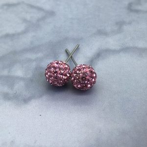 Crystal Ball 8mm Earrings Light Rose