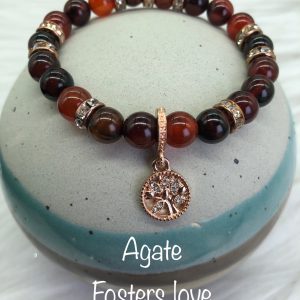 Agate Bracelet With Tree Of Life Charm