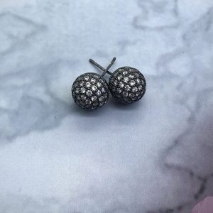 Pave Ball 10mm Earrings Black