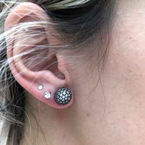 Pave Ball 10mm Earrings Black