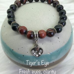 Tiger’s Eye Bracelet With Heart Charm