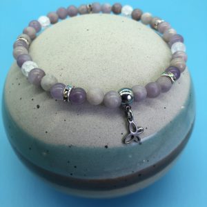 Purple Lilac Jade Anklet With Butterfly Charm