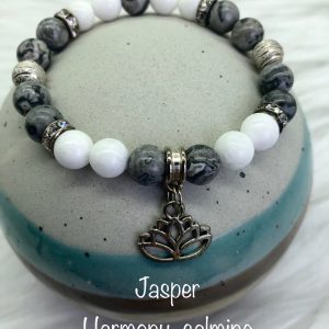 Jasper Bracelet With Lotus Charm
