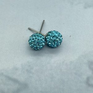 Crystal Ball 8mm Earrings Aquamarine