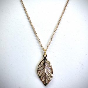 Golden Vein Leaf Necklace