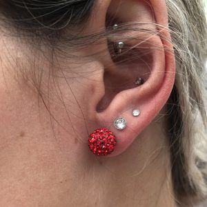 Crystal Ball 10mm Earrings Red