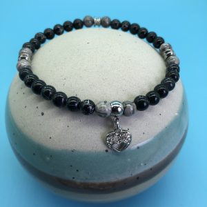 Howlite and Jasper Anklet With Heart Charm