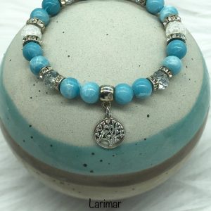 Larimar And Cracked Crystal Bracelet With Tree of Life Charm