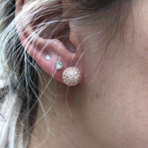 Pave Ball 10mm Earrings Rose Gold