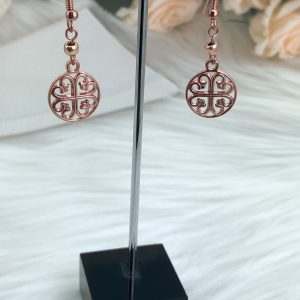 Red Copper Filigree Drop Earrings