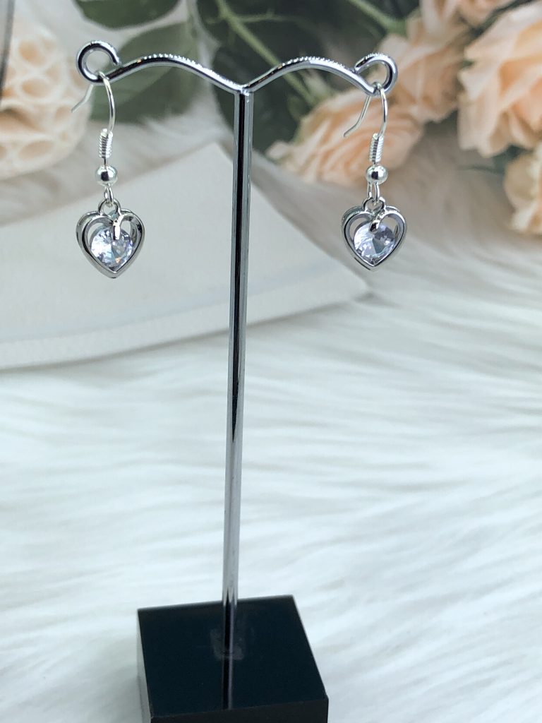 Open heart drop earrings sales