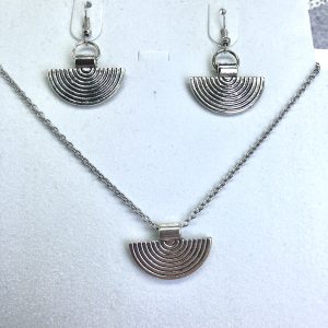 Silver Half Circle Drop Earrings