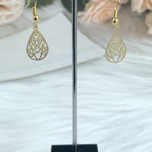 Gold Tone Filigree Drop Earrings