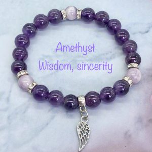 Amethyst Bracelet With Leaf Charm