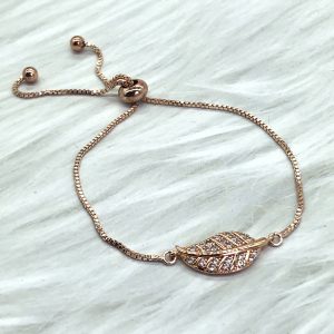 Slide Bracelet Rose Gold Leaf