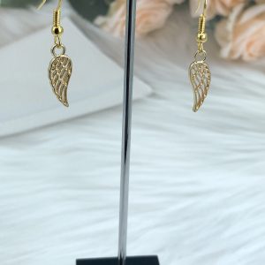 Angel Wing Drop Earrings Gold Tone