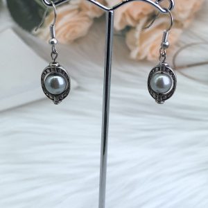 Grey Pearl Drop Earrings