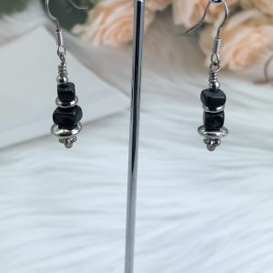 Black Silver Drop Earrings