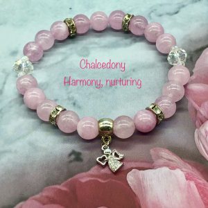 Chalcedony Bracelet With Angel Charm