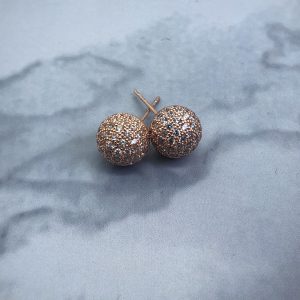 Pave Ball 10mm Earrings Rose Gold