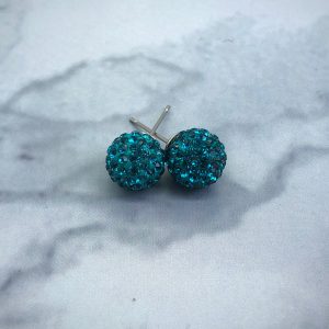 Crystal Ball 10mm Earrings Blue Zircon