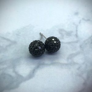 Crystal Ball 10mm Earrings Jet Black