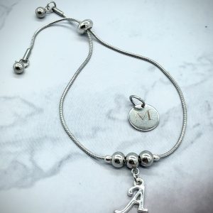 Slide Bracelet Silver Initial