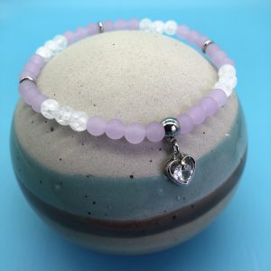 Violet Jade Anklet with Open Heart Charm