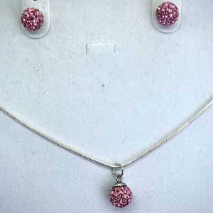 Crystal Ball Crystal Necklace Light Rose 8mm