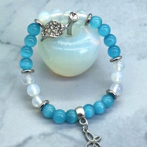 Kids Bracelet Blue Cats Eye And Opalite