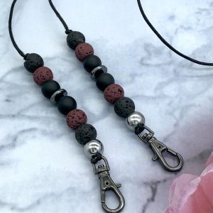 Red And Black Lava And Onyx Mask Lanyard