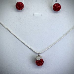 Crystal Ball Crystal Necklace Red