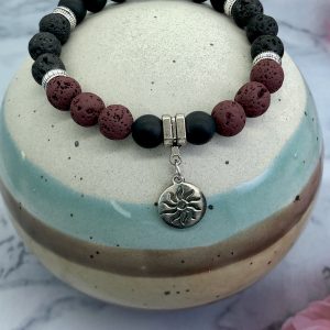 Onyx, Red And Black Lava With Sun Charm