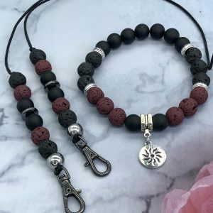Red And Black Lava And Onyx Mask Lanyard