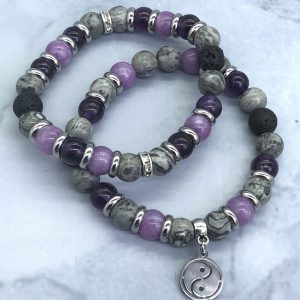 Jasper, Lava, Amethyst And Lepidolite Diffuser Bracelet