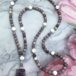 Jade, Amethyst and Howlite Mala