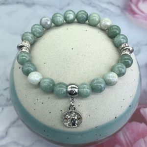 Jade And Amazonite Bracelet With Tree Of Life Charm