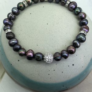 Freshwater Pearl Bracelet With Crystal Ball