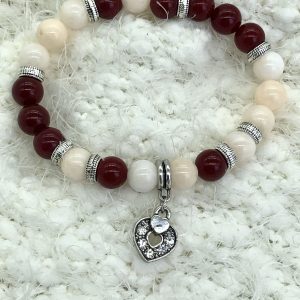 Jade And Angelite Bracelet With Heart Charm