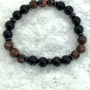 Goldstone And Obsidian Bracelet